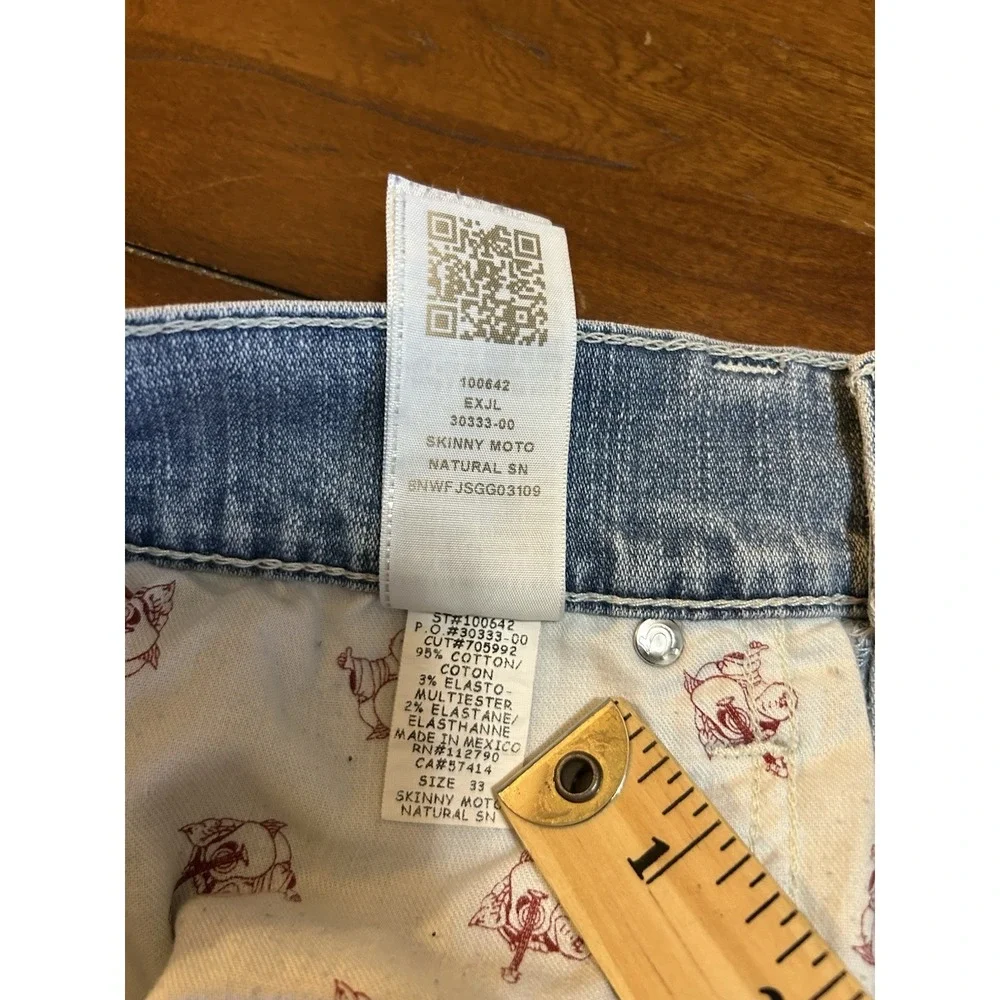 True Religion Skinny Moto Blue Jeans Mens 33x33 EUC